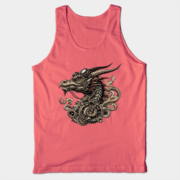 Fierce Steampunk Fantasy Dragon Tank Top by Organicgal Graphics